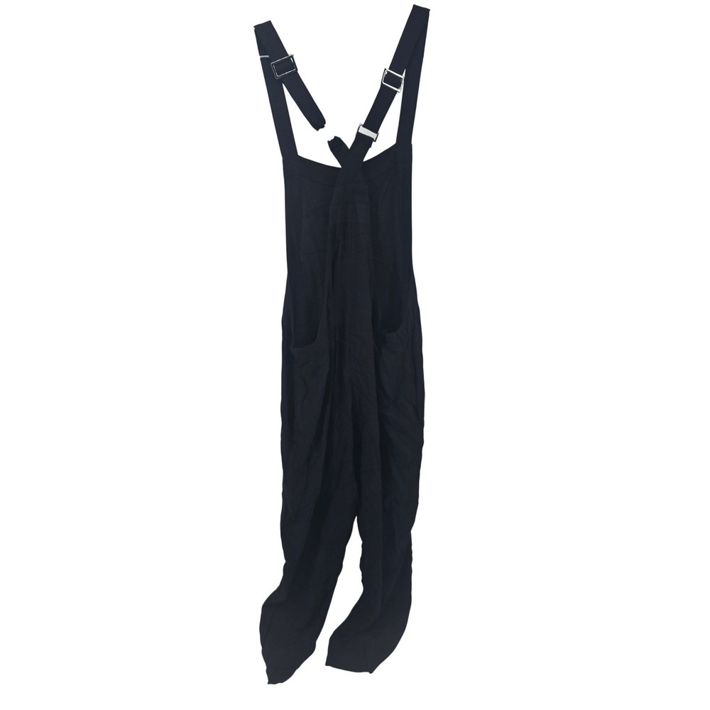 VICI Overalls Jumpsuit Womens Small Black Relaxed Fit Adjustable Straps Rayon - Picture 5 of 6